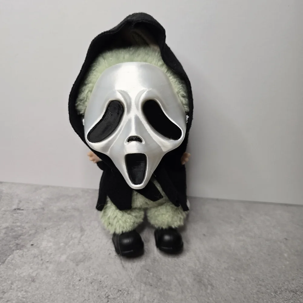 Labubu Costume with Silver Mask and Black Shoes